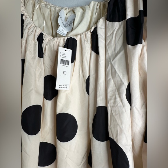 MARE MARE - NWT Off-Shoulder Polka Dot Dress -Black and Cream -measures 35 long - Picture 4 of 5